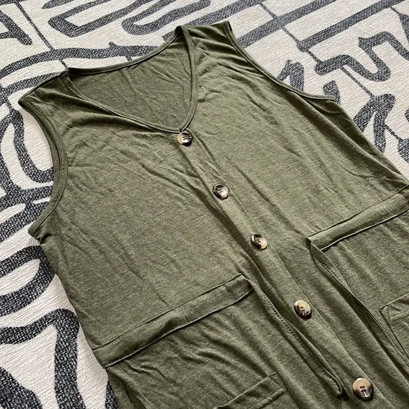 Drawstring Button-Front Dress - Picture 3 of 6